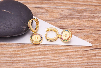 Trendy Bohemian Zircon Hollow Blue Evil Eye Hoop Earrings for Women Cute Unique Gold Color Crystal Drop Earrings Party Jewelry - Floq & Raman