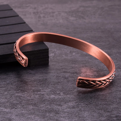 Twisted Pure Copper Magnetic Bracelet – Adjustable Cuff Bangle for Men & Women | Arthritis Pain Relief, Health & Energy Benefits - Floq & Raman
