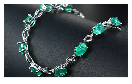 925 Sterling Silver Emerald Bracelet Chain For Women Fashion Jewelry Accessories - Floq & Raman