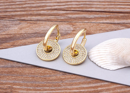 Classic Copper Zircon Ear Buckle for Women Trendy Gold Color Small Large Circle Hoop Earrings Punk Hip Hop Jewelry Accessories - Floq & Raman