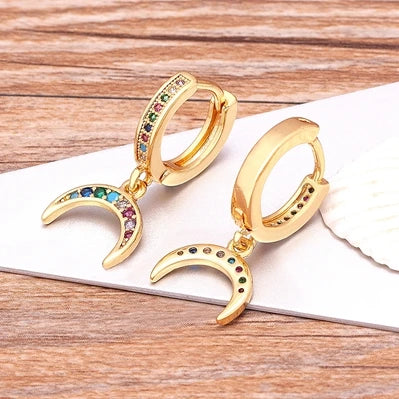 Trendy Bohemian Zircon Hollow Blue Evil Eye Hoop Earrings for Women Cute Unique Gold Color Crystal Drop Earrings Party Jewelry - Floq & Raman