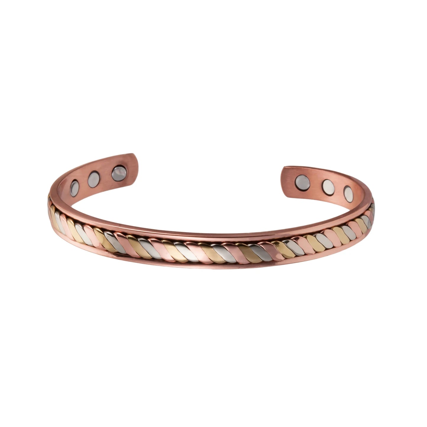 Twisted Pure Copper Magnetic Bracelet – Adjustable Cuff Bangle for Men & Women | Arthritis Pain Relief, Health & Energy Benefits - Floq & Raman