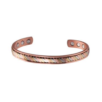 Twisted Pure Copper Magnetic Bracelet – Adjustable Cuff Bangle for Men & Women | Arthritis Pain Relief, Health & Energy Benefits - Floq & Raman