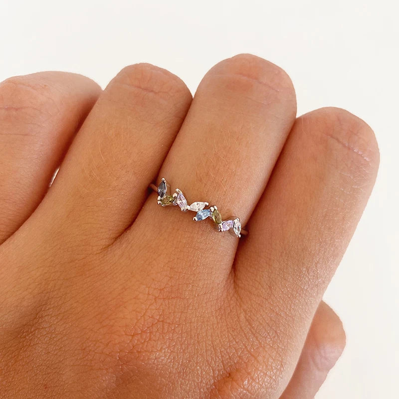 Micro Pave Promise Rings for Women – Elegant Crystal Engagement & Wedding Jewelry - Floq & Raman