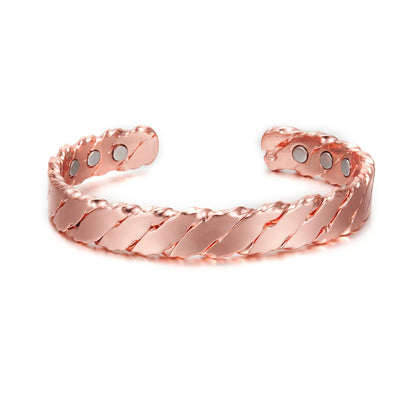 Twisted Pure Copper Magnetic Bracelet – Adjustable Cuff Bangle for Men & Women | Arthritis Pain Relief, Health & Energy Benefits - Floq & Raman