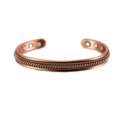 Twisted Pure Copper Magnetic Bracelet – Adjustable Cuff Bangle for Men & Women | Arthritis Pain Relief, Health & Energy Benefits - Floq & Raman