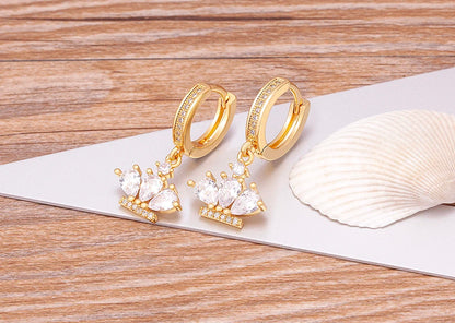 Trendy Bohemian Zircon Hollow Blue Evil Eye Hoop Earrings for Women Cute Unique Gold Color Crystal Drop Earrings Party Jewelry - Floq & Raman