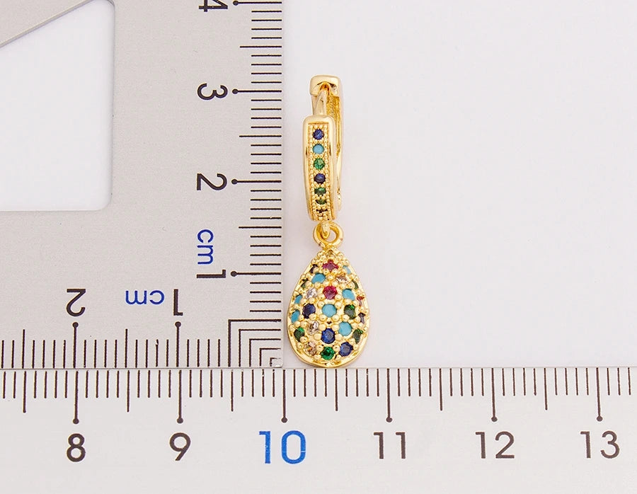 New Fashion Classic Heart Cross Eyes Shape Gold Color Drop Earrings Multi-color Copper CZ Stones Jewelry Gift For Women Girls - Floq & Raman