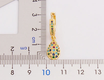 New Fashion Classic Heart Cross Eyes Shape Gold Color Drop Earrings Multi-color Copper CZ Stones Jewelry Gift For Women Girls - Floq & Raman