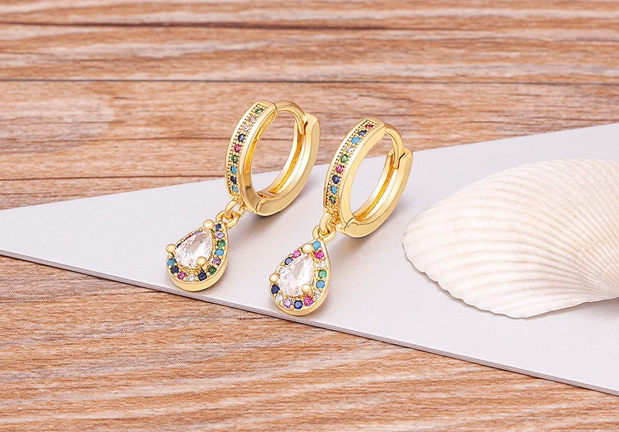 New Luxury Fashion Rhinestone 14 Styles Turkish Evil Eye Drop Earrings Elegant Blue Zircon Pendant Lucky Party Birthday Jewelry - Floq & Raman