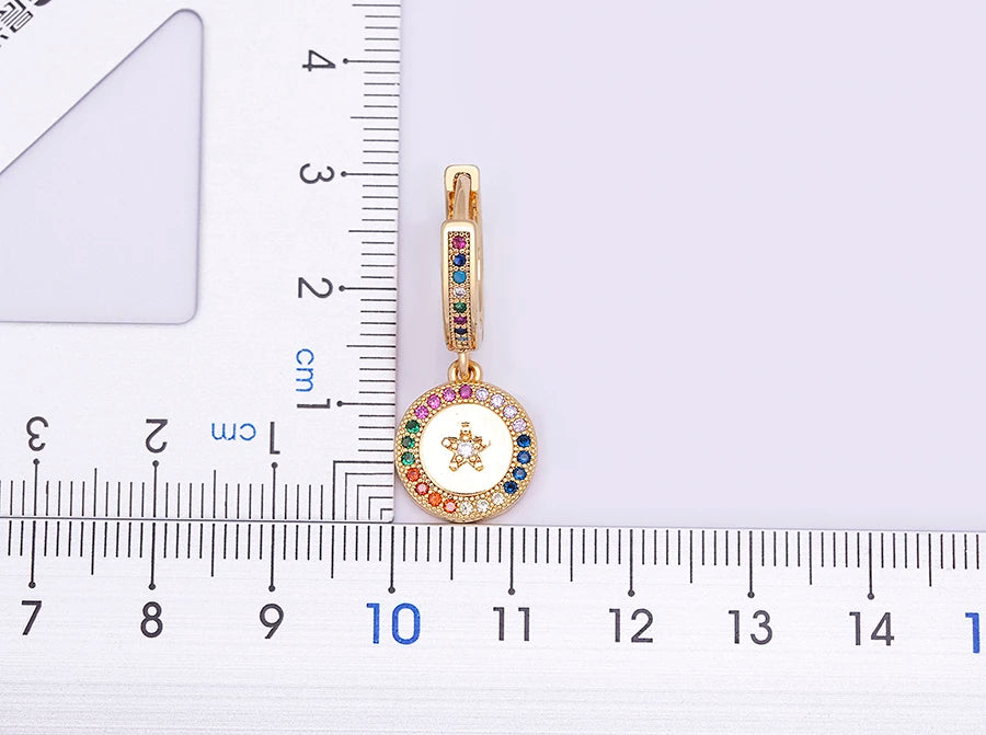 Trendy Bohemian Zircon Hollow Blue Evil Eye Hoop Earrings for Women Cute Unique Gold Color Crystal Drop Earrings Party Jewelry - Floq & Raman