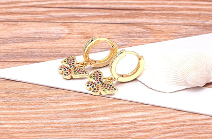 Trendy Bohemian Zircon Hollow Blue Evil Eye Hoop Earrings for Women Cute Unique Gold Color Crystal Drop Earrings Party Jewelry - Floq & Raman