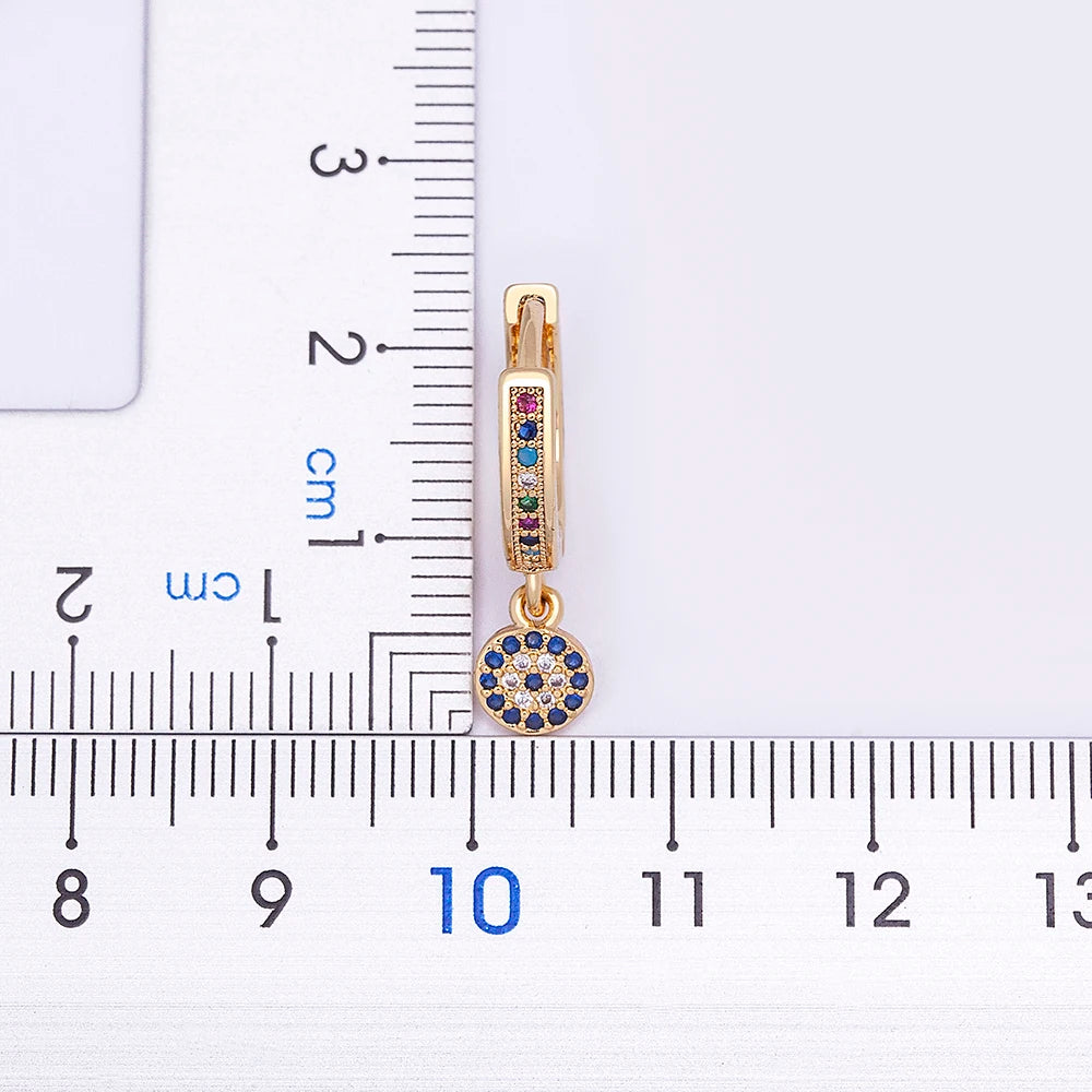 New Luxury Fashion Rhinestone 14 Styles Turkish Evil Eye Drop Earrings Elegant Blue Zircon Pendant Lucky Party Birthday Jewelry - Floq & Raman