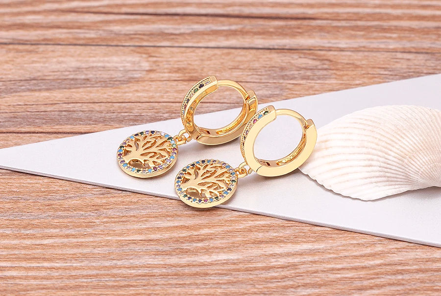 Trendy Bohemian Zircon Hollow Blue Evil Eye Hoop Earrings for Women Cute Unique Gold Color Crystal Drop Earrings Party Jewelry - Floq & Raman