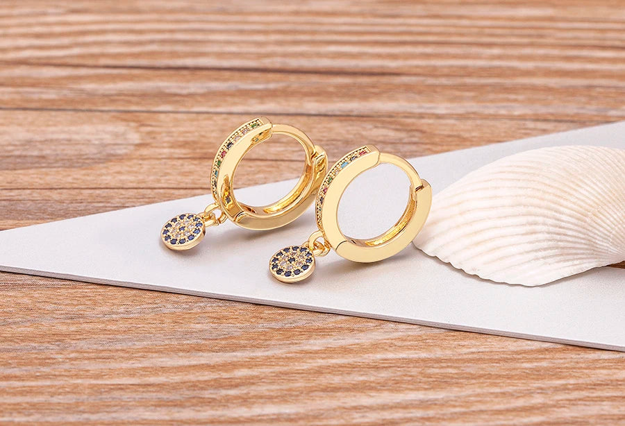 New Luxury Fashion Rhinestone 14 Styles Turkish Evil Eye Drop Earrings Elegant Blue Zircon Pendant Lucky Party Birthday Jewelry - Floq & Raman