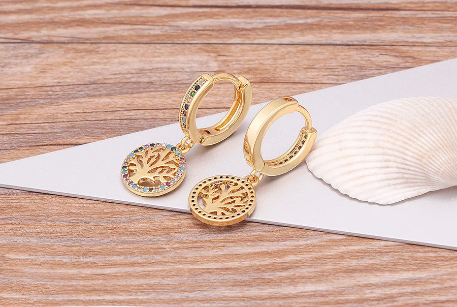 Trendy Bohemian Zircon Hollow Blue Evil Eye Hoop Earrings for Women Cute Unique Gold Color Crystal Drop Earrings Party Jewelry - Floq & Raman