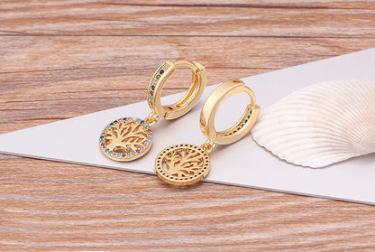 Trendy Bohemian Zircon Hollow Blue Evil Eye Hoop Earrings for Women Cute Unique Gold Color Crystal Drop Earrings Party Jewelry - Floq & Raman