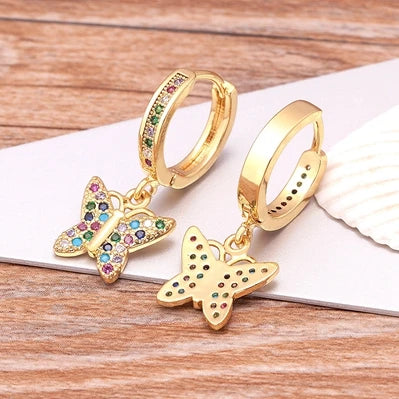 Trendy Bohemian Zircon Hollow Blue Evil Eye Hoop Earrings for Women Cute Unique Gold Color Crystal Drop Earrings Party Jewelry - Floq & Raman