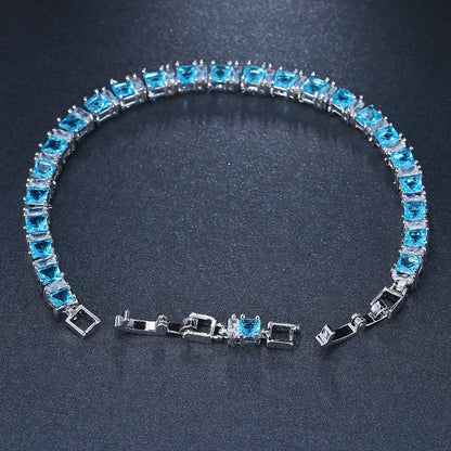 New CZ Cubic Zirconia Light Blue Neat Tennis Bracelet For Women New Year's Gifts Fashion Jewelry Bracciali - Floq & Raman