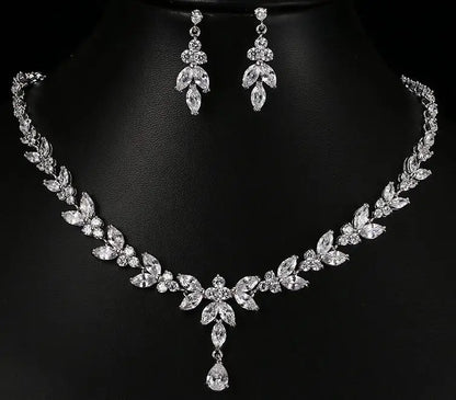 Emmaya Classic Cubic Zirconia Jewelry Set for Women | Elegant Necklace & Stud Earrings | Wedding & Party Accessories Gift - Floq & Raman