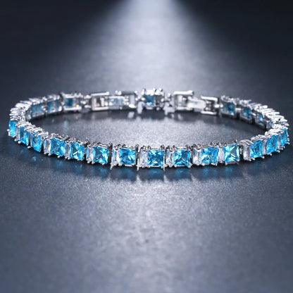 New CZ Cubic Zirconia Light Blue Neat Tennis Bracelet For Women New Year's Gifts Fashion Jewelry Bracciali - Floq & Raman