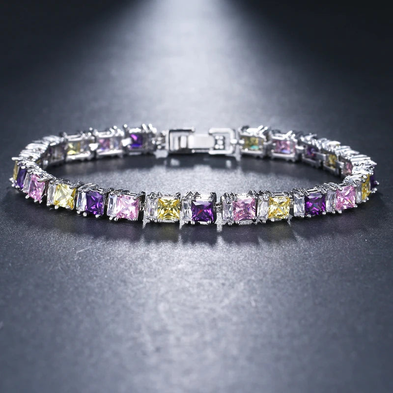 New CZ Cubic Zirconia Light Blue Neat Tennis Bracelet For Women New Year's Gifts Fashion Jewelry Bracciali - Floq & Raman