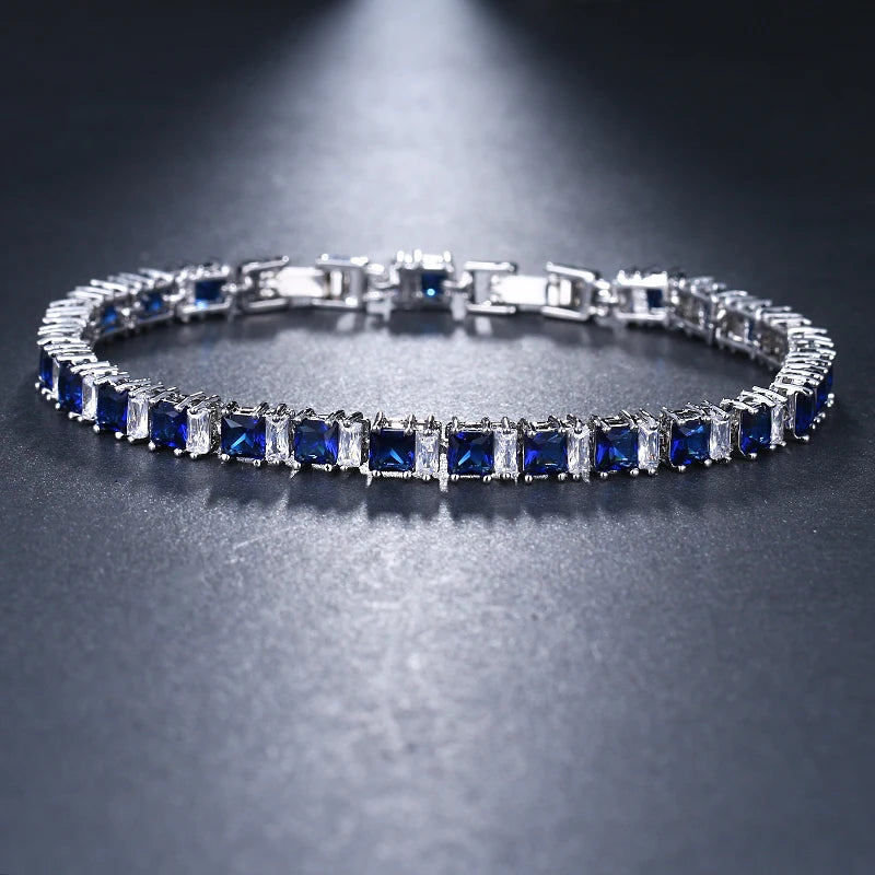 New CZ Cubic Zirconia Light Blue Neat Tennis Bracelet For Women New Year's Gifts Fashion Jewelry Bracciali - Floq & Raman