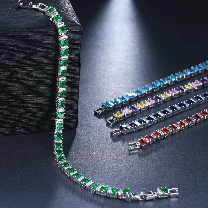 New CZ Cubic Zirconia Light Blue Neat Tennis Bracelet For Women New Year's Gifts Fashion Jewelry Bracciali - Floq & Raman