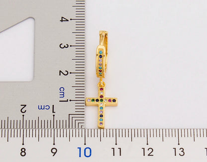 New Fashion Classic Heart Cross Eyes Shape Gold Color Drop Earrings Multi-color Copper CZ Stones Jewelry Gift For Women Girls - Floq & Raman