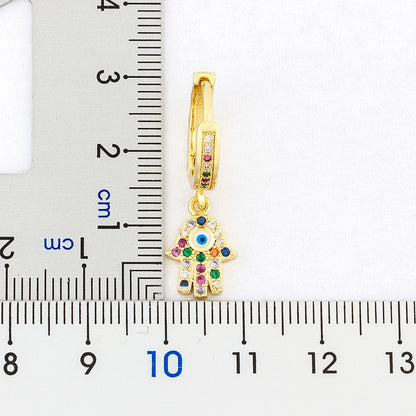 Charm Rainbow Copper Zircon Drop Earrings Fashion Palm Shape Pendant Earrings Crystal Jewelry Best New Year Gifts For Women - Floq & Raman