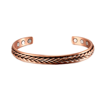 Twisted Pure Copper Magnetic Bracelet – Adjustable Cuff Bangle for Men & Women | Arthritis Pain Relief, Health & Energy Benefits - Floq & Raman