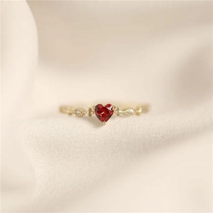 Simple Ruby Love Ring for Women – 14K Gold-Plated 925 Sterling Silver, Engagement & Party Jewelry - Floq & Raman