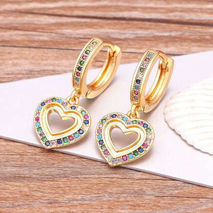 Trendy Bohemian Zircon Hollow Blue Evil Eye Hoop Earrings for Women Cute Unique Gold Color Crystal Drop Earrings Party Jewelry - Floq & Raman