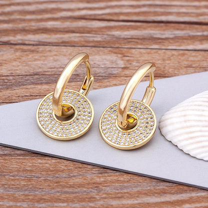 Classic Copper Zircon Ear Buckle for Women Trendy Gold Color Small Large Circle Hoop Earrings Punk Hip Hop Jewelry Accessories - Floq & Raman