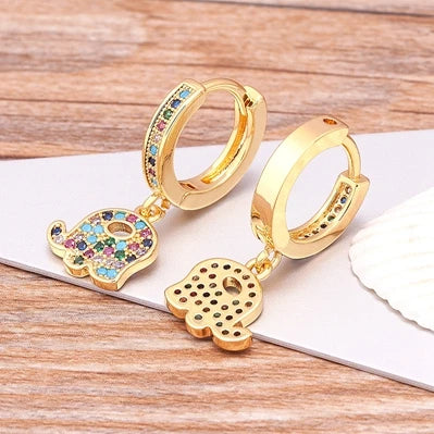 New Luxury Fashion Rhinestone 14 Styles Turkish Evil Eye Drop Earrings Elegant Blue Zircon Pendant Lucky Party Birthday Jewelry - Floq & Raman