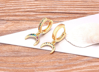 New Luxury Fashion Rhinestone 14 Styles Turkish Evil Eye Drop Earrings Elegant Blue Zircon Pendant Lucky Party Birthday Jewelry - Floq & Raman