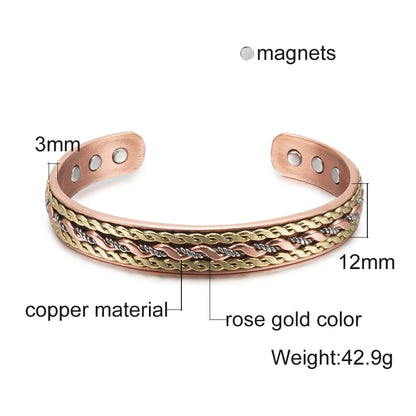 Twisted Pure Copper Magnetic Bracelet – Adjustable Cuff Bangle for Men & Women | Arthritis Pain Relief, Health & Energy Benefits - Floq & Raman