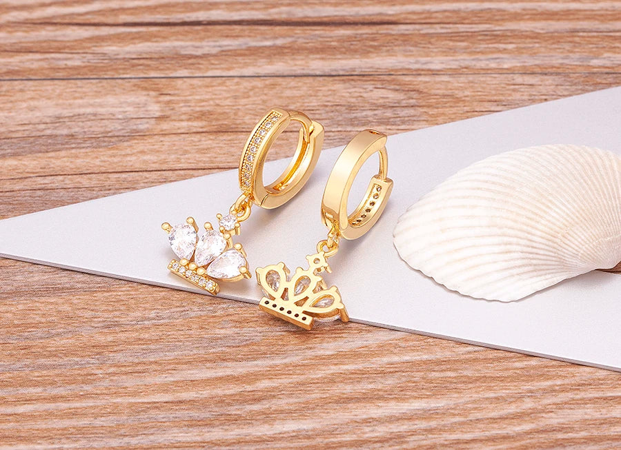 Trendy Bohemian Zircon Hollow Blue Evil Eye Hoop Earrings for Women Cute Unique Gold Color Crystal Drop Earrings Party Jewelry - Floq & Raman