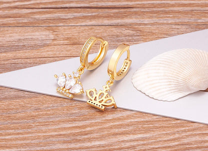 Trendy Bohemian Zircon Hollow Blue Evil Eye Hoop Earrings for Women Cute Unique Gold Color Crystal Drop Earrings Party Jewelry - Floq & Raman