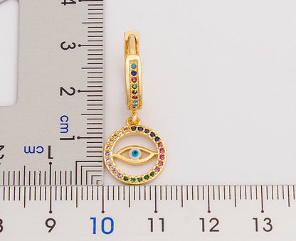 New Fashion Classic Heart Cross Eyes Shape Gold Color Drop Earrings Multi-color Copper CZ Stones Jewelry Gift For Women Girls - Floq & Raman