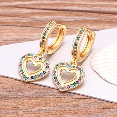 Trendy Bohemian Zircon Hollow Blue Evil Eye Hoop Earrings for Women Cute Unique Gold Color Crystal Drop Earrings Party Jewelry - Floq & Raman