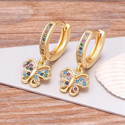 Trendy Bohemian Zircon Hollow Blue Evil Eye Hoop Earrings for Women Cute Unique Gold Color Crystal Drop Earrings Party Jewelry - Floq & Raman