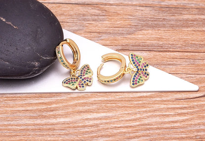 Trendy Bohemian Zircon Hollow Blue Evil Eye Hoop Earrings for Women Cute Unique Gold Color Crystal Drop Earrings Party Jewelry - Floq & Raman