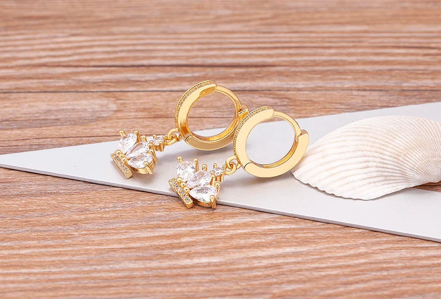 Trendy Bohemian Zircon Hollow Blue Evil Eye Hoop Earrings for Women Cute Unique Gold Color Crystal Drop Earrings Party Jewelry - Floq & Raman