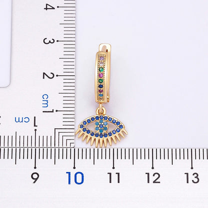 Trendy Bohemian Zircon Hollow Blue Evil Eye Hoop Earrings for Women Cute Unique Gold Color Crystal Drop Earrings Party Jewelry - Floq & Raman