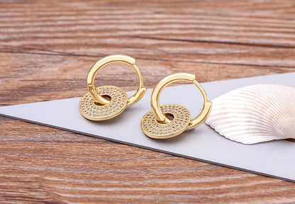 Classic Copper Zircon Ear Buckle for Women Trendy Gold Color Small Large Circle Hoop Earrings Punk Hip Hop Jewelry Accessories - Floq & Raman