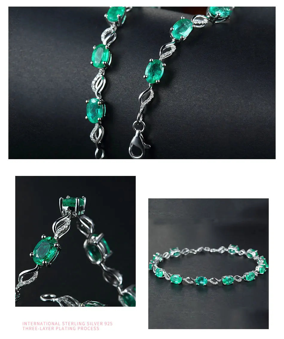 925 Sterling Silver Emerald Bracelet Chain For Women Fashion Jewelry Accessories - Floq & Raman
