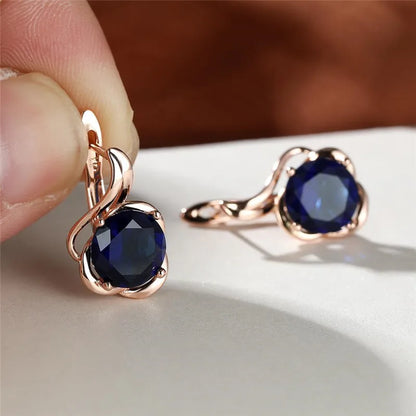 Mystic Rainbow Zircon Flower Earrings Multicolor Crystal Round Stone Hoop Earrings Rose Gold Color Engagement Earrings For Women - Floq & Raman