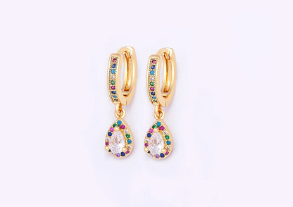 Trendy Bohemian Zircon Hollow Blue Evil Eye Hoop Earrings for Women Cute Unique Gold Color Crystal Drop Earrings Party Jewelry - Floq & Raman