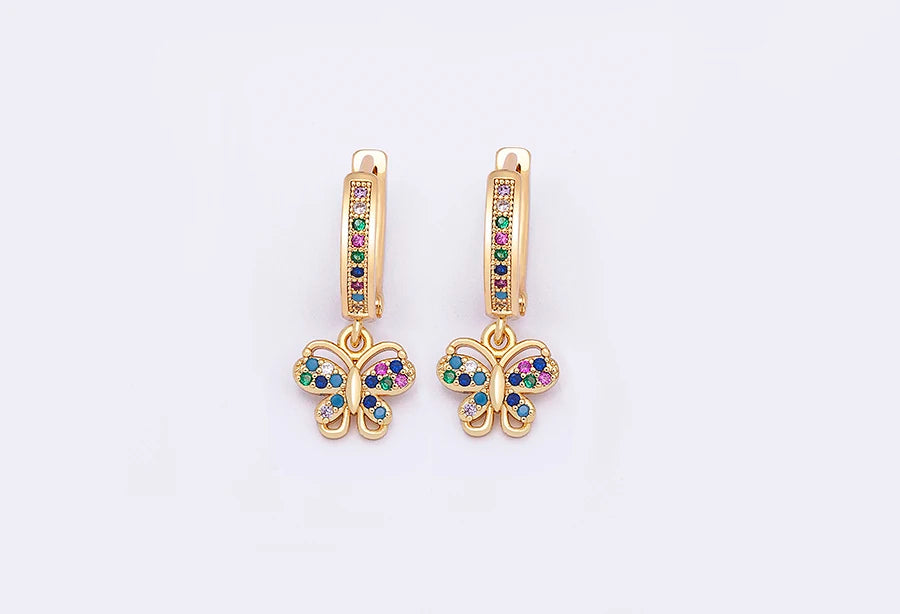 Trendy Bohemian Zircon Hollow Blue Evil Eye Hoop Earrings for Women Cute Unique Gold Color Crystal Drop Earrings Party Jewelry - Floq & Raman